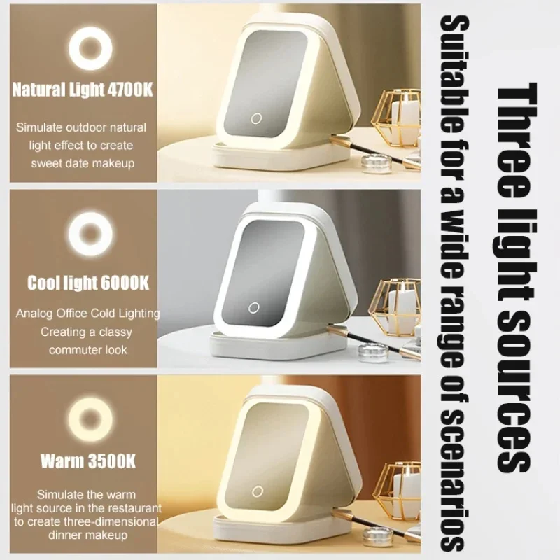 LED ミラー化粧収納ボックスポータブル旅行化粧ケース化粧品バッグ大容量メイクアップ収納ボックスメイクアップアクセサリー