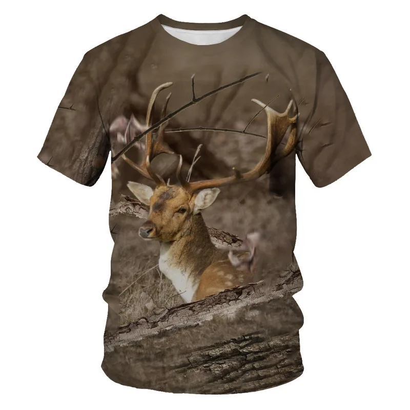 New Animal Camouflage Hunting 3D Print T-Shirts Men Women Summer Short Sleeve T Shirt Oversized Harajuku Tops Tees Kids Clothing