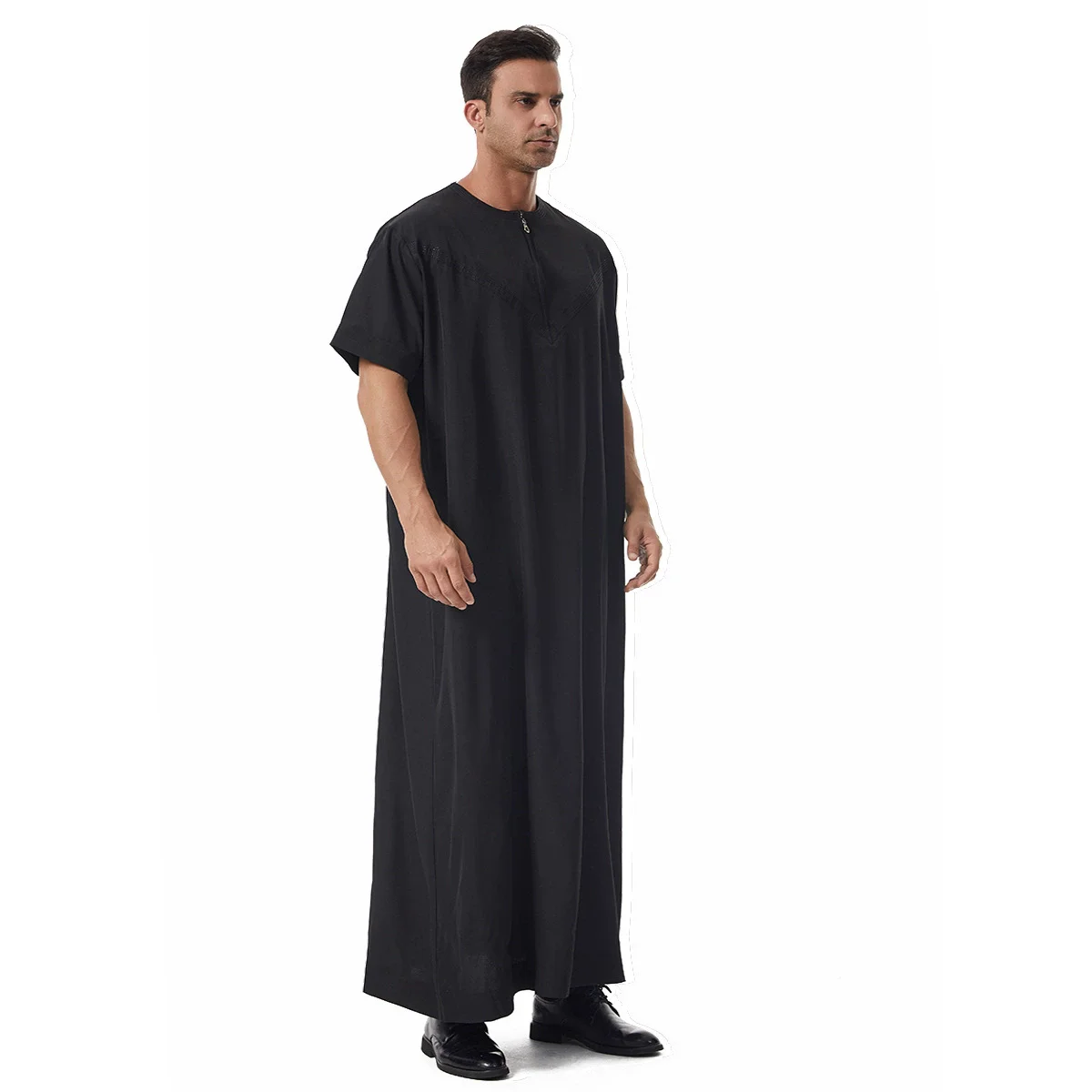 Nuova camicia da uomo con gilet lungo musulmano con cerniera caftano arabo da Dubai Malesia perfetta per banchetti abbigliamento casual occidentale