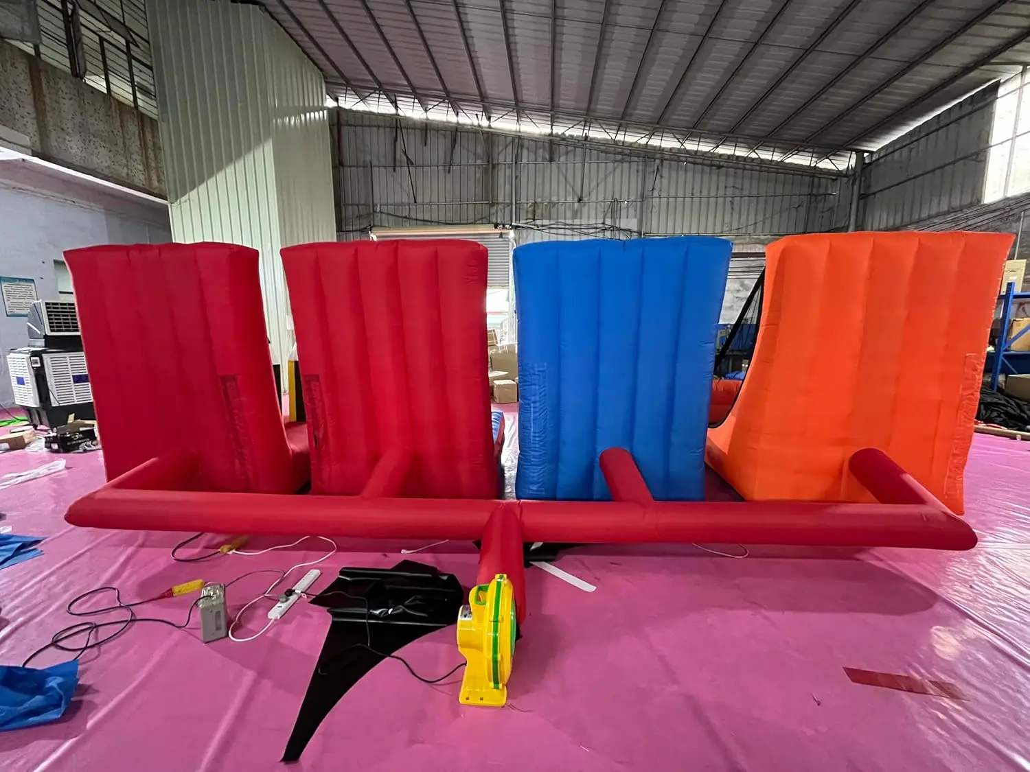 High Quality 4-in-1 Inflatable Multi-Sports Play Ring Toss Basketball Hoop Oxford Material Customizable Color Trampoline Park
