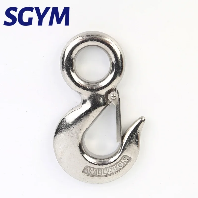 Working Load WLL 0.5T/0.75T/1T/1.5T/2T S320 Stainless Steel Hoist Cargo Hook Lifting Chain Eye Rotatable Ring Claw With Lock