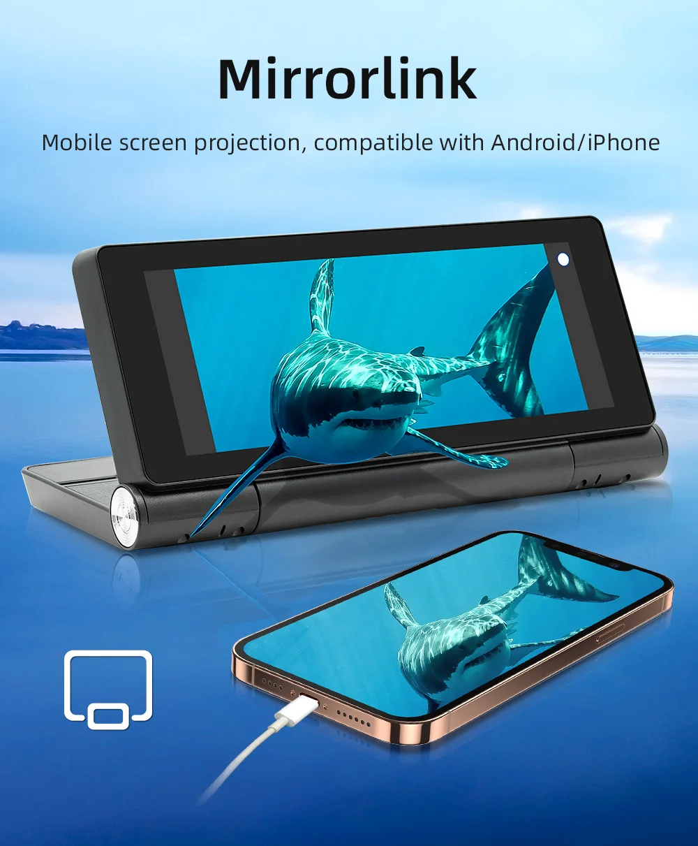 BQCC 6.86 ''شاشة محمولة قابلة للطي راديو السيارة الوسائط المتعددة مشغل فيديو لاسلكي Carplay أندرويد السيارات TYPE-C واجهة ستيريو السيارة