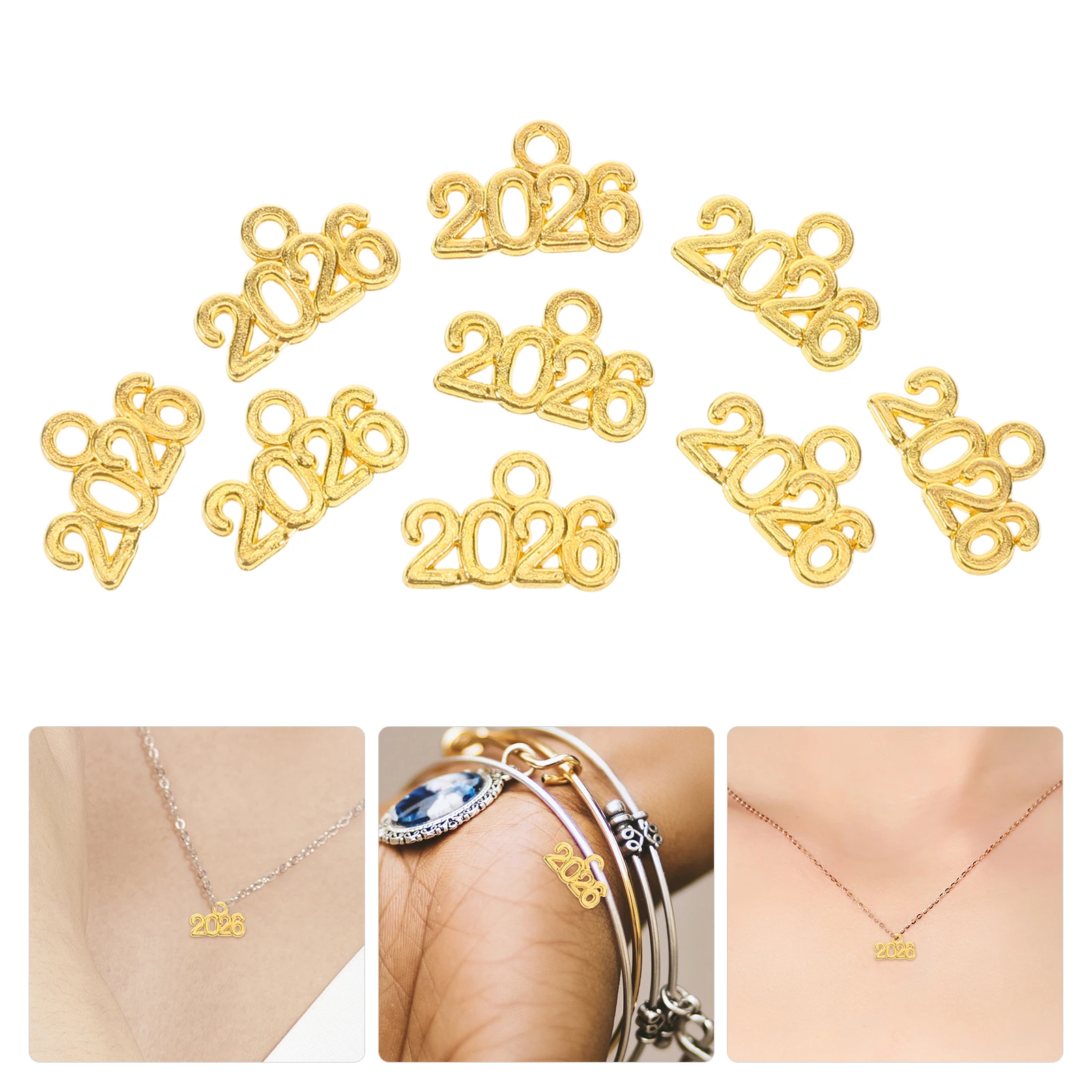 

100pcs Alloy Keychains Mini Metal Year Charms Pendants for Earrings Accessories Graduation Decorative Supplies Zinc Beads