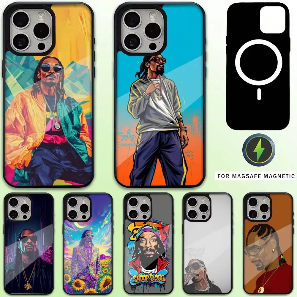 حافظة هاتف مغني الراب S-Snoop Dogg لهاتف iPhone17,16,15,14,13,12,11 Plus، Pro Max شحن لاسلكي مغناطيسي Magsafe #1