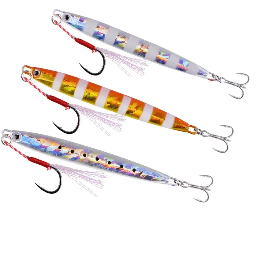 1Pc Long Metal Jig Fishing Lure Slow Cast Jigging Spoon 10G 20G 30G 40G 60G Sea Bass Lure Artificial Bait Fishing Gear