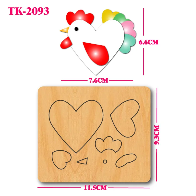 

Wooden die-cutting molds for cute chicken shaped leather and felt decorative items, DIY handmade die-cutting molds