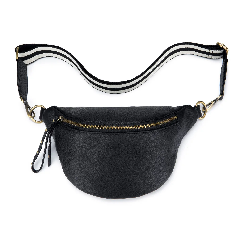 Woman Chest Bag Genuine Leather Waist Bag Crossbody Bag Large Capacity Top Layer Cowhide Trendy Chest Bag Simple Shoulder Bag