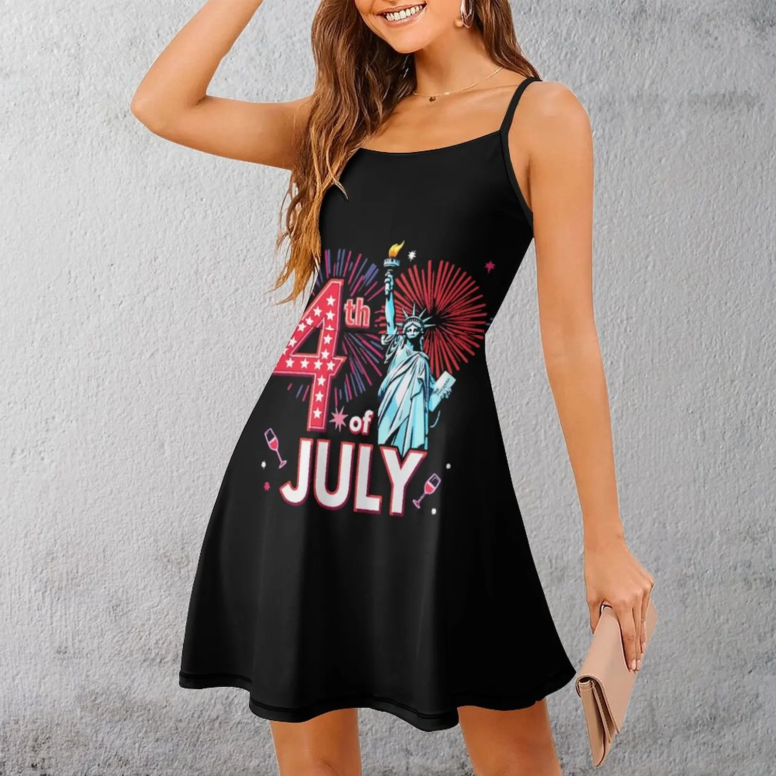 

Экзотическое женское платье на бретельках со статуей 4 июля, женское платье на подтяжках, платье высшего качества