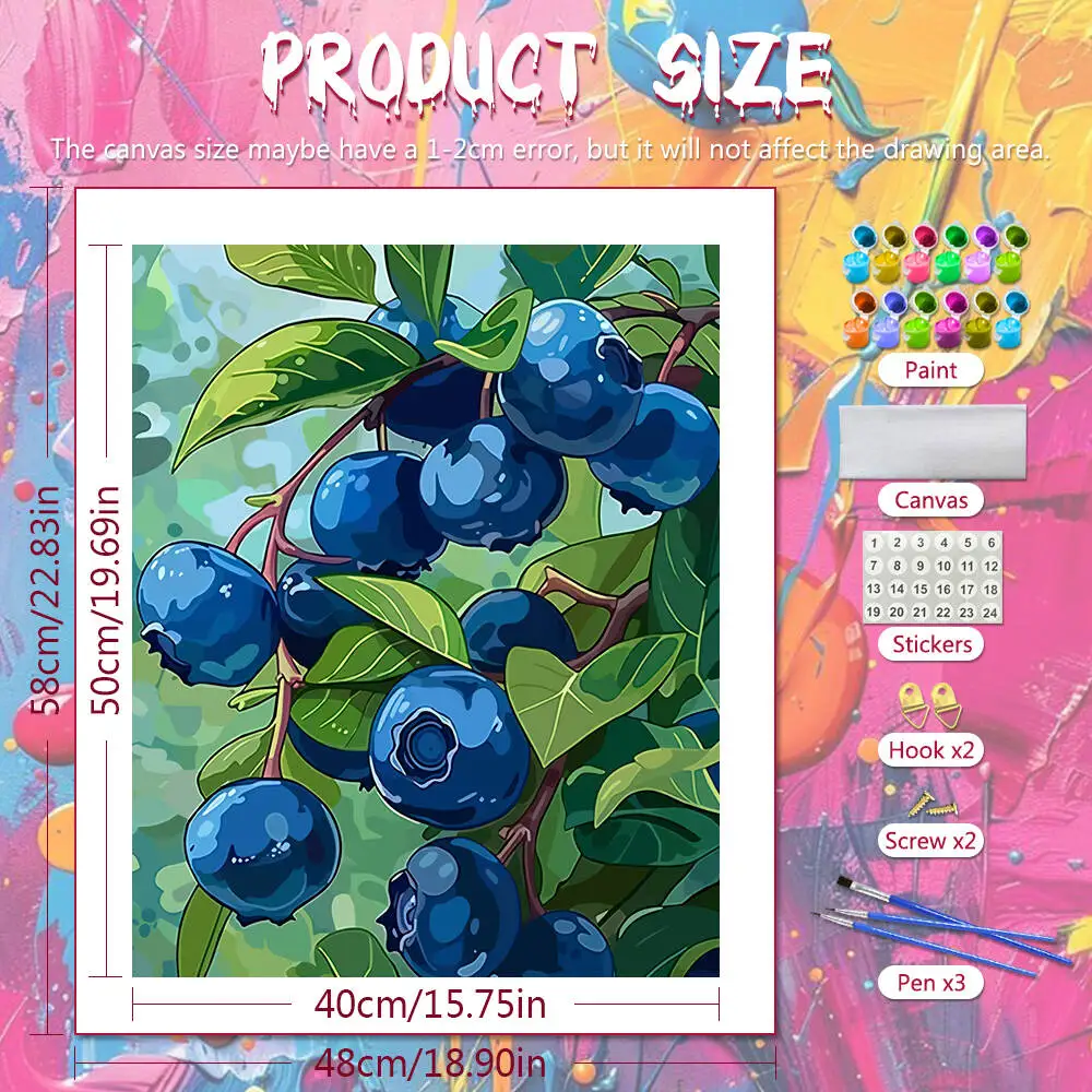 DIY Drawing By Numbers Blueberry Digital Oil Painting Fruit Arts And Crafts Kit For Adults Living Room Modern Home Decor Gift