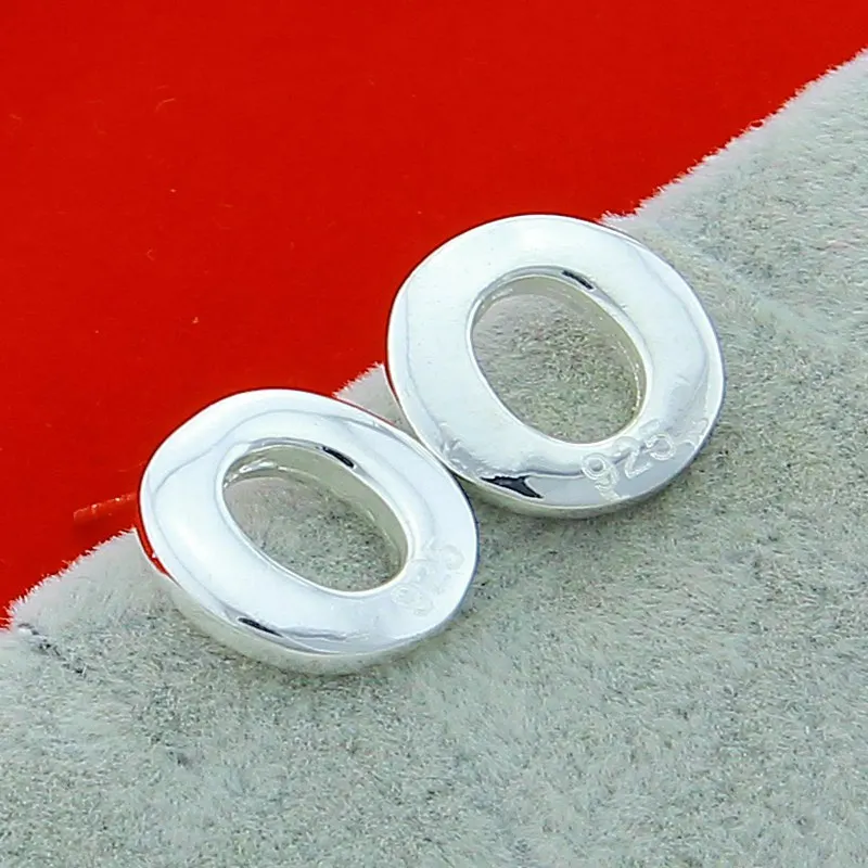 

925 Sterling Silver O Stud Earring For Woman Fashion Charm Wedding Engagement Party Jewelry