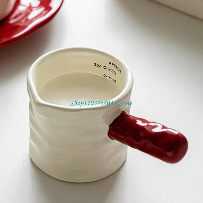 R53F Artistic Ceramic Liquid Measuring Vessel With Precise Marking Measuring Pitcher Suitable For Coffee And Cooking Needs