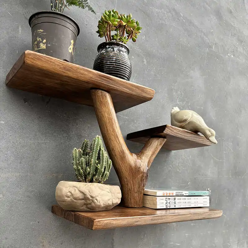 

Настенные полки из цельного дерева, экологически чистые восковые многоуровневые полки для хранения, плавающая полка в виде ствола на дереве, креативный современный декор фермерского дома