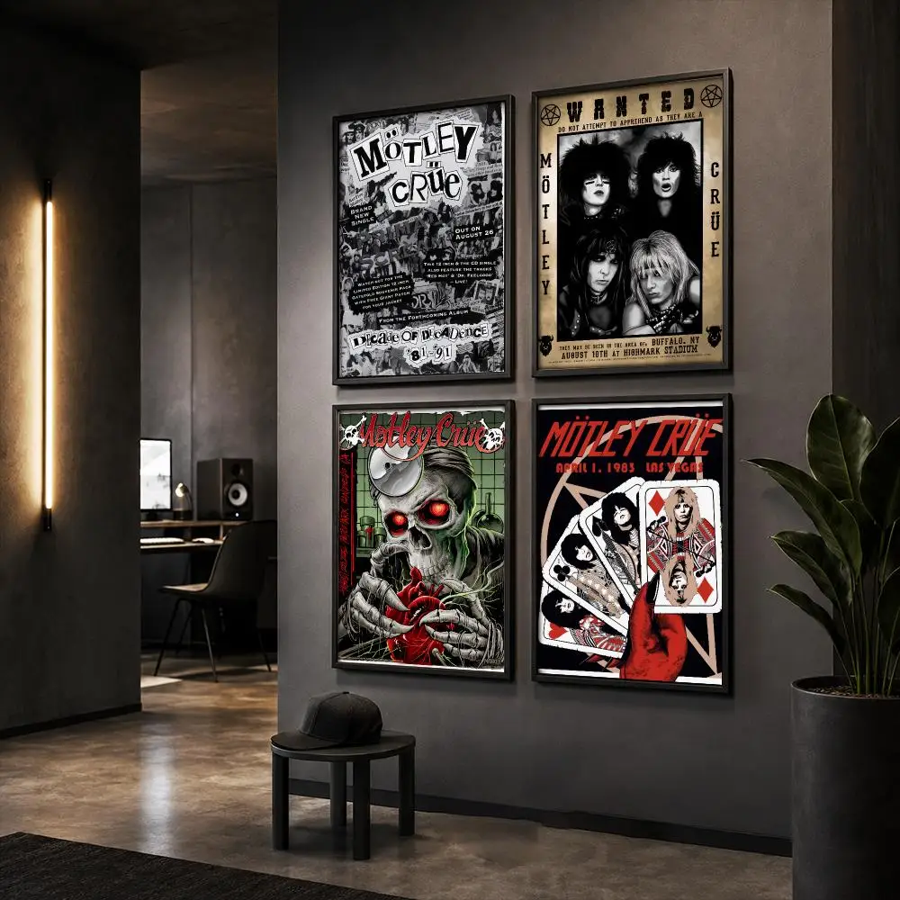 M-Motley Crue Rock Band Poster HD Home Wall Stickers House Hallway Living Room Bedroom Bar Office Decor Art Prints
