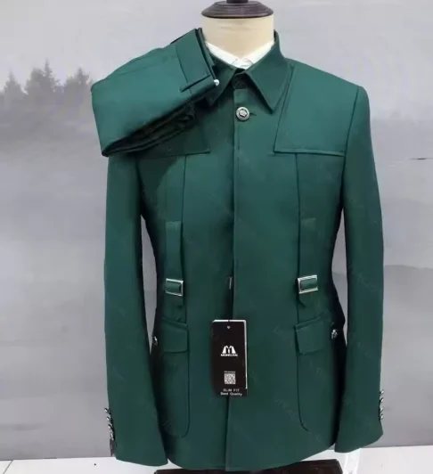 

Men Suits 2 Piece Chic One Button Wedding Formal Tuxedos Latest Design Slim Fashion Business Casual Professional Male Suit