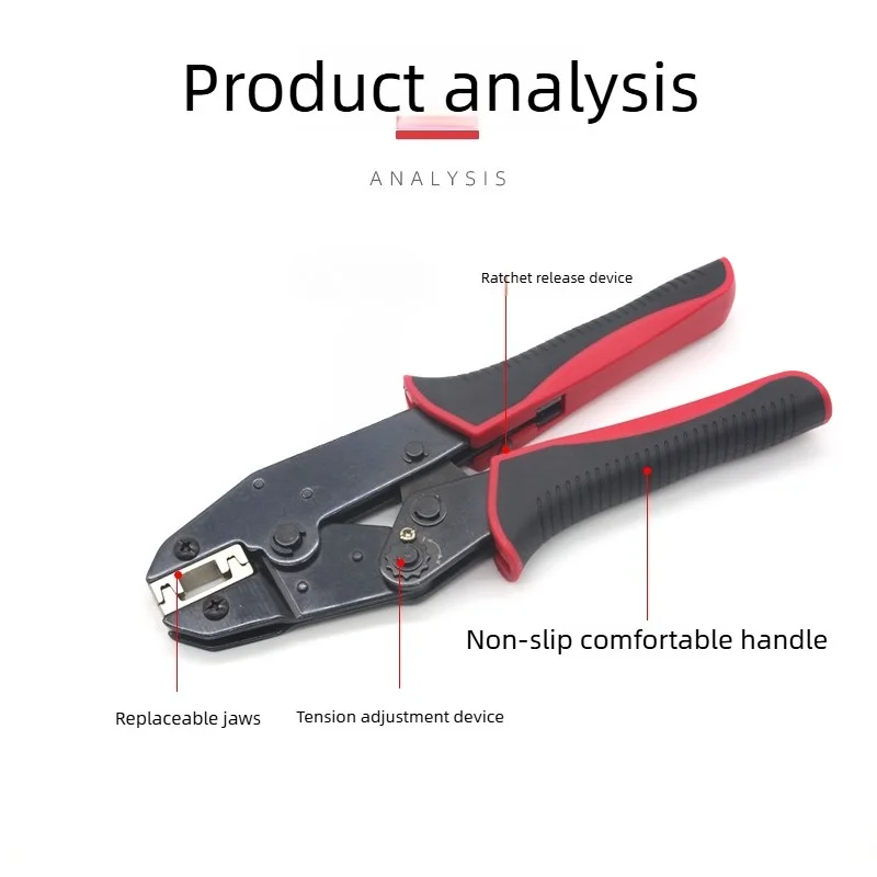 6FL Ratchet Crimping Pliers for 2.8/4.8/6.3 Bare Flag Spade Terminal 0.5-2.5mm² Cold Press Industrial Electrical Wiring Tool