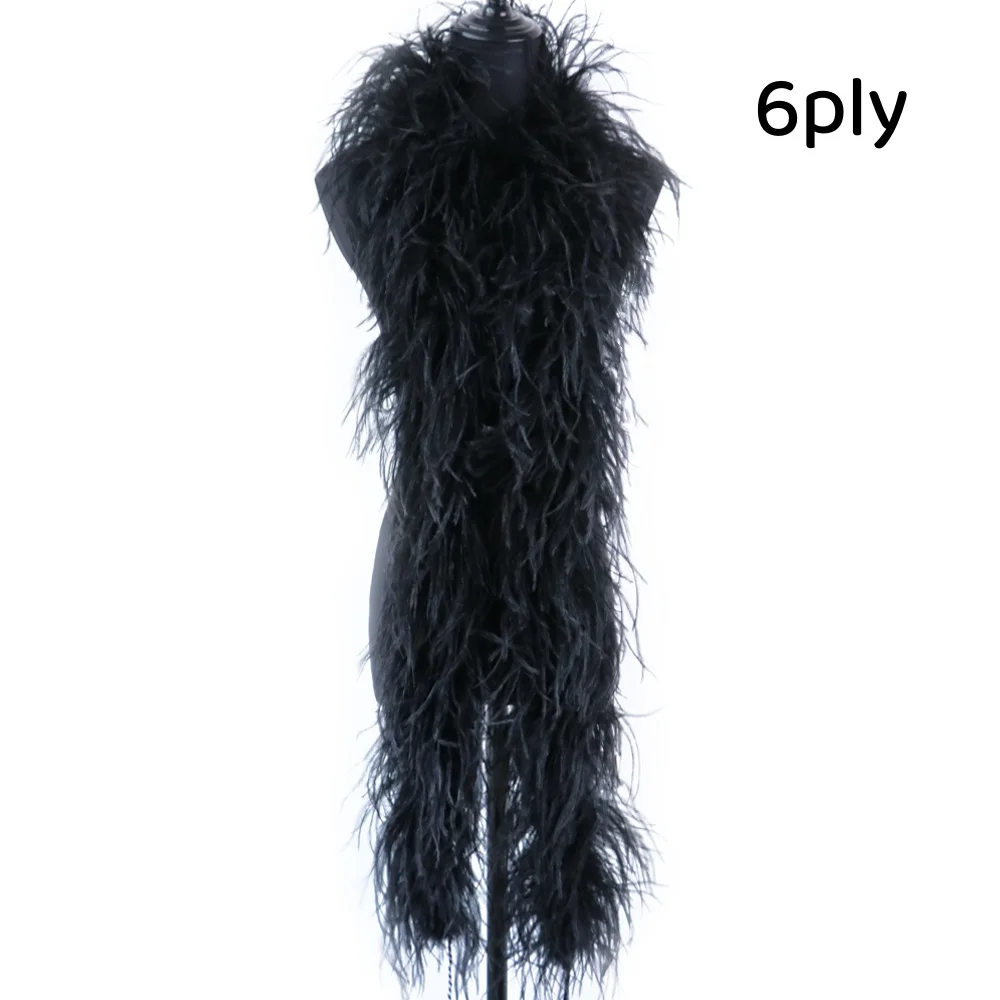 

6PLY Боа из натуральных страусиных перьев для шитья костюмной вышивки длиной 0,5/1/2/3/4 м, свадебное карнавальное платье, украшение, ремесло