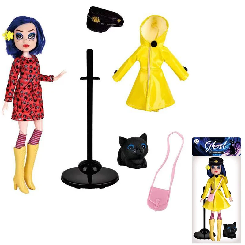 New Movie Ghost Mom Yellow Raincoat Doll 10 inch 11 Joint Movable Dressing Set With Bracket Accessories Doll Birthday Gift