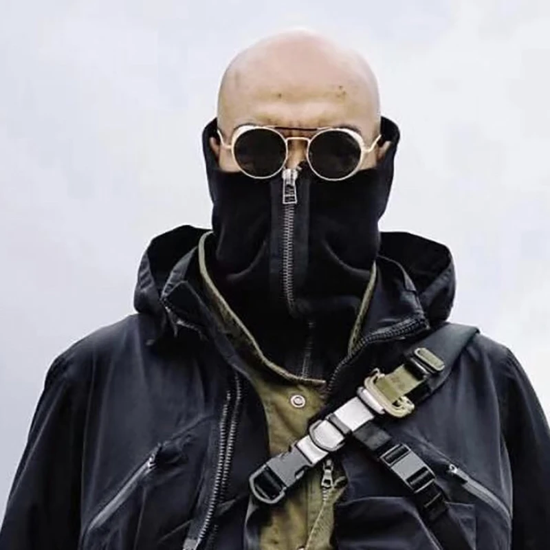 PUPILTRAVEL 18AW techwear classic cyberpunk black zipper scarf fashion darkwear Wasteland Punk (improve from acronym)