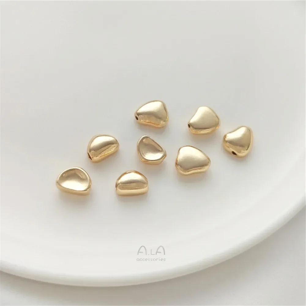 

14K gold coated irregular peach heart separated beads, bean through-hole separated beads, handmade DIY chain matching beads