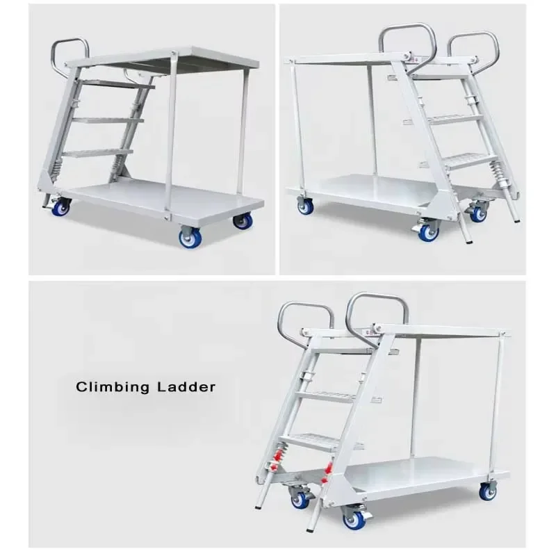 Heavy Duty Aluminum Alloy Industrial Ladder for Outdoor Staircase Climbing and Escalator Maintenance Access Portable Step