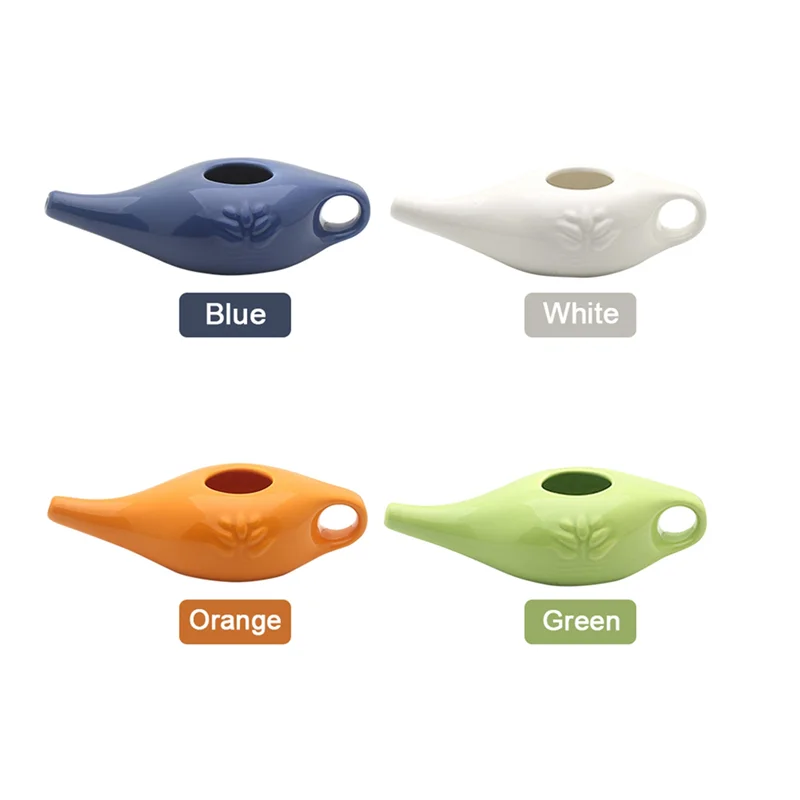 BABP 250Ml Ceramic Neti Pot Nose Cleaning Pot Durable Leakproof Spout Pot for Nasal Rinsing Nose Washing Men and Women,Blue