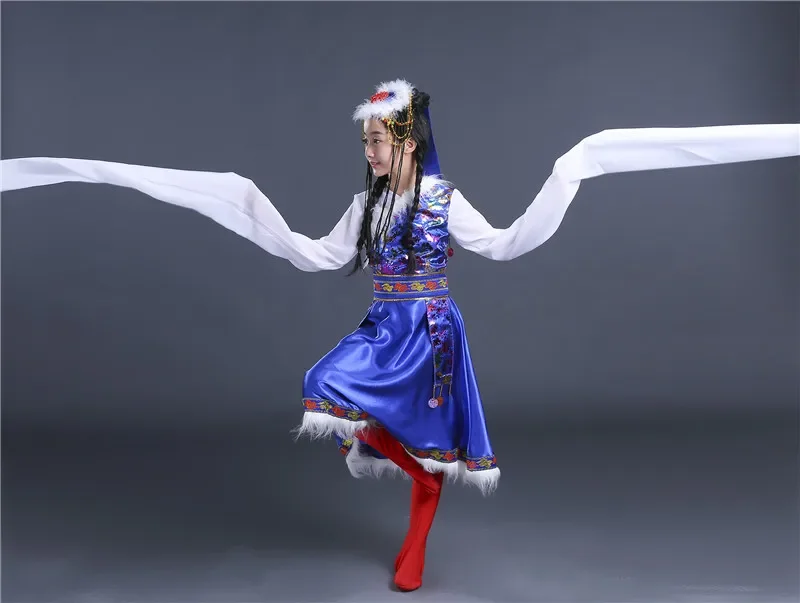 Children's Mongolian Dance Costumes for Girls Chinese National Clothing Stage Performance Folk Dance Wear New Year