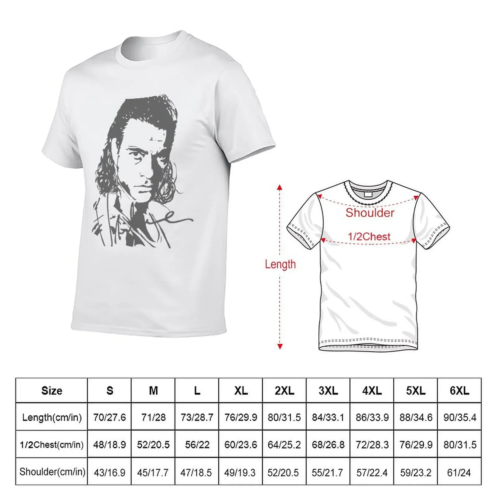 Jean-Claude Van Damme Ink Portrait T-Shirt summer tops graphic tee shirt man t shirt oversized t shirt workout shirts for men