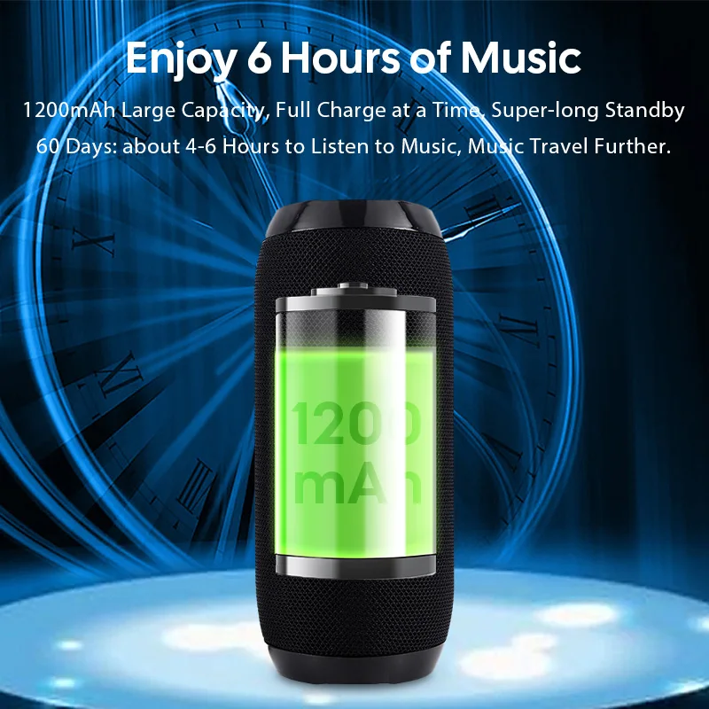 TG117 BT Speaker 1200mAh Outdoor Portable Wireless Column Loudspeaker Box Support TF Card FM Radio Aux view 4