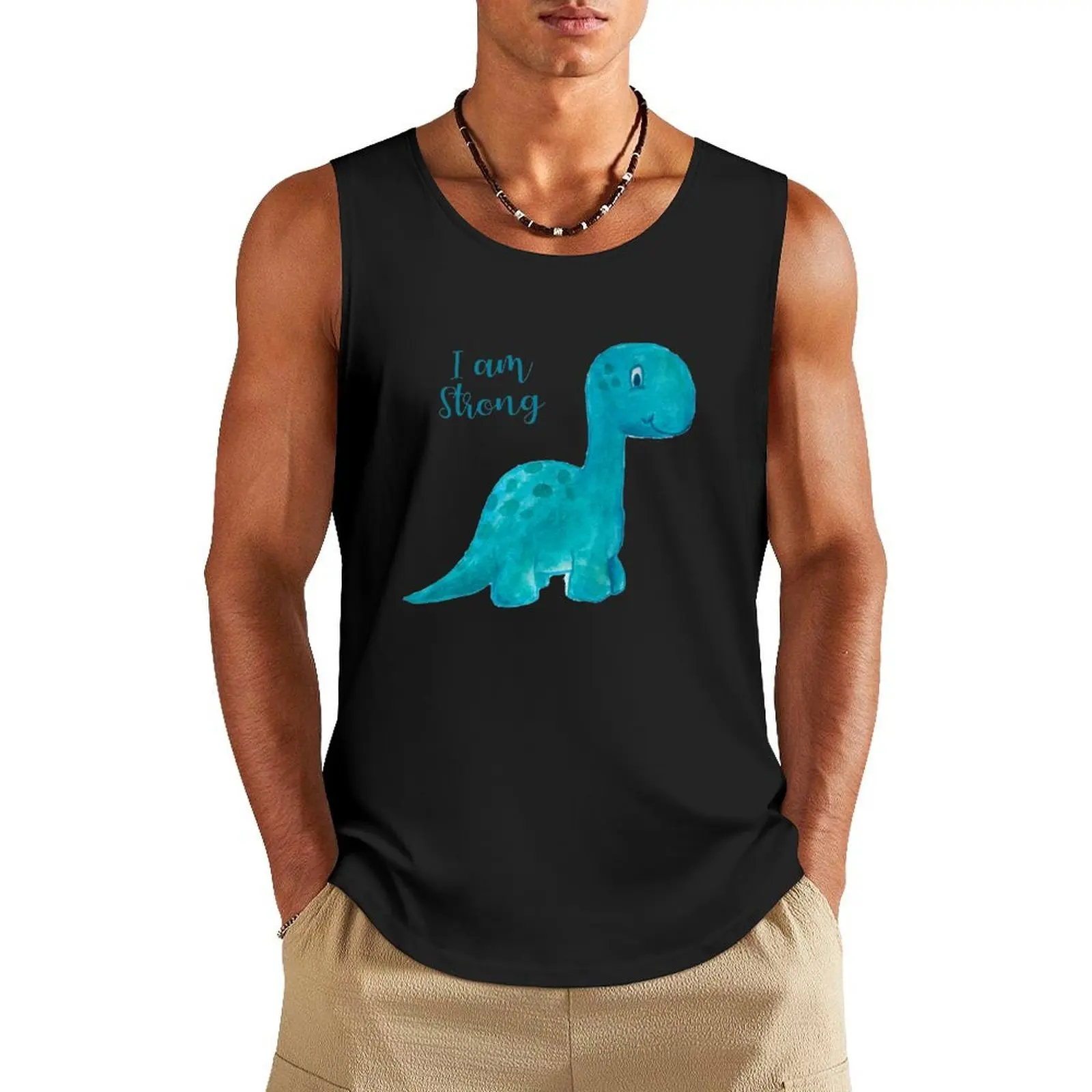 

I am Strong Blue Dinosaur Watercolour Tank Top T-shirt man gym accessories man gym shirt man sports t-shirts for men