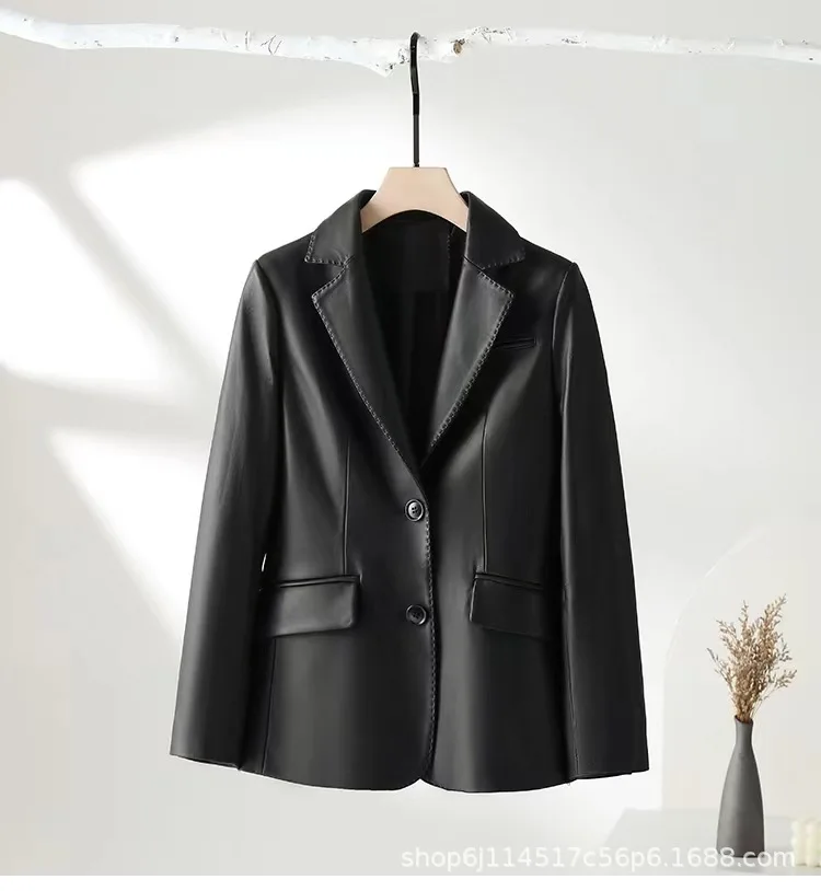 European genuine leather sheepskin suit for women with slim fit and split sides for spring and autumn 2024 new Haining leather