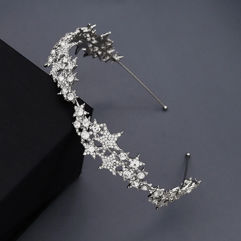

Rhinestone Tiara Bridal Hair Accessories Silver Wedding Star Decor Beautiful Accessory Clip Crystal Hairband Chic Headdress