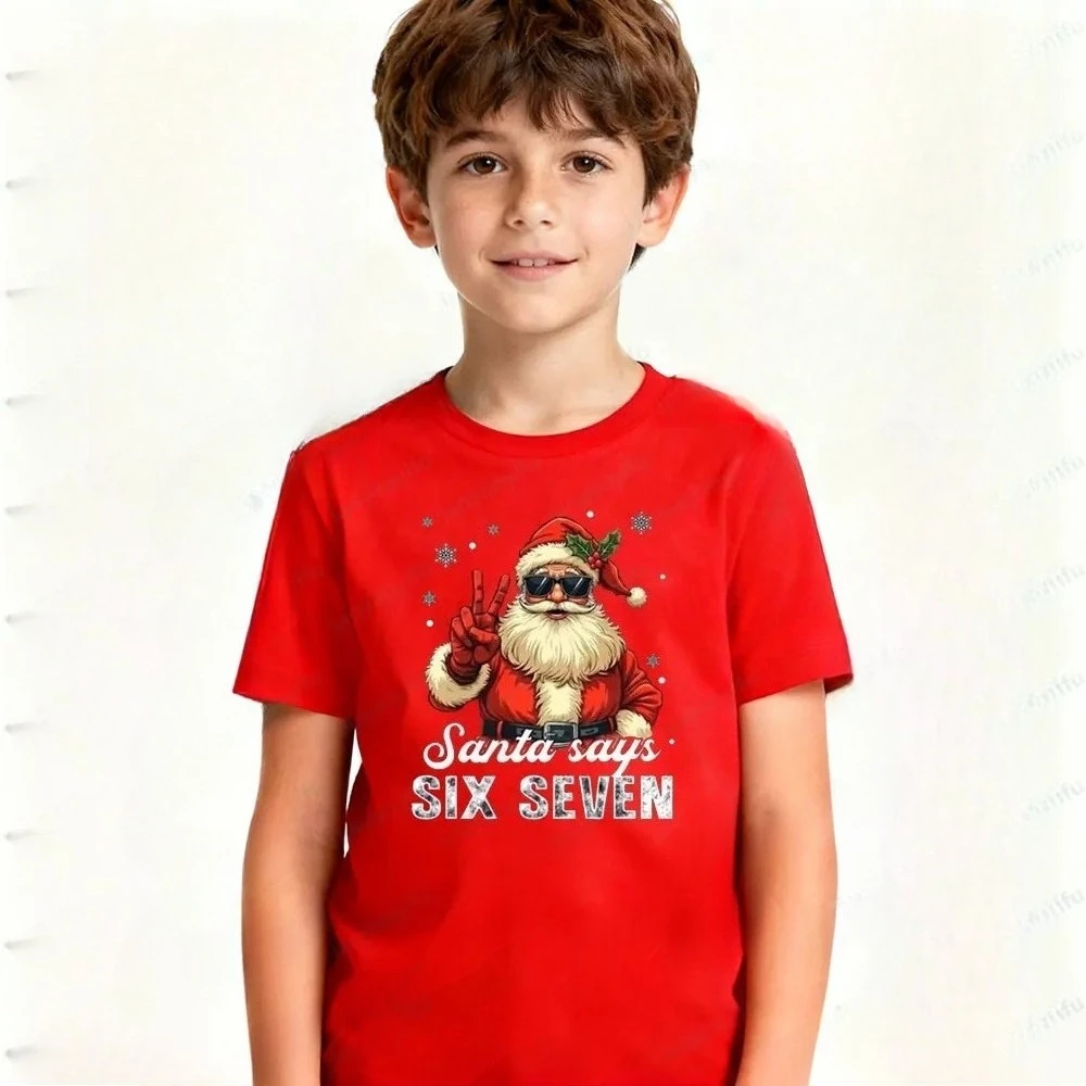 جديد مضحك ستة سبعة 67 ميمي تصميم تي شيرت ريترو سانتا كلوز 67 قميص مطبوع الأولاد عيد الميلاد هدية فريدة ملابس الاطفال عيد الميلاد القمم #4