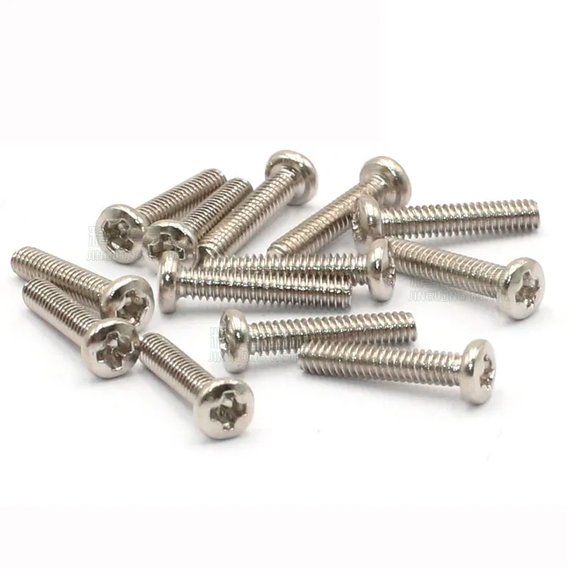 

100Pcs Laptop Glasses Machine Screws M2*10mm Steel Nickel Plating Phillips Cross Round Head Wood Screw Bolts