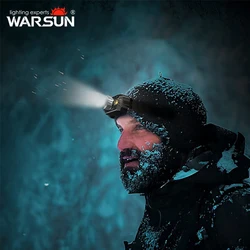 WARSUN-Lampe de poche n'aime de type C aste, lampe frontale, lanterne de pêche, lampe de sauna injuste, lampe de poche rouge, batterie 18650