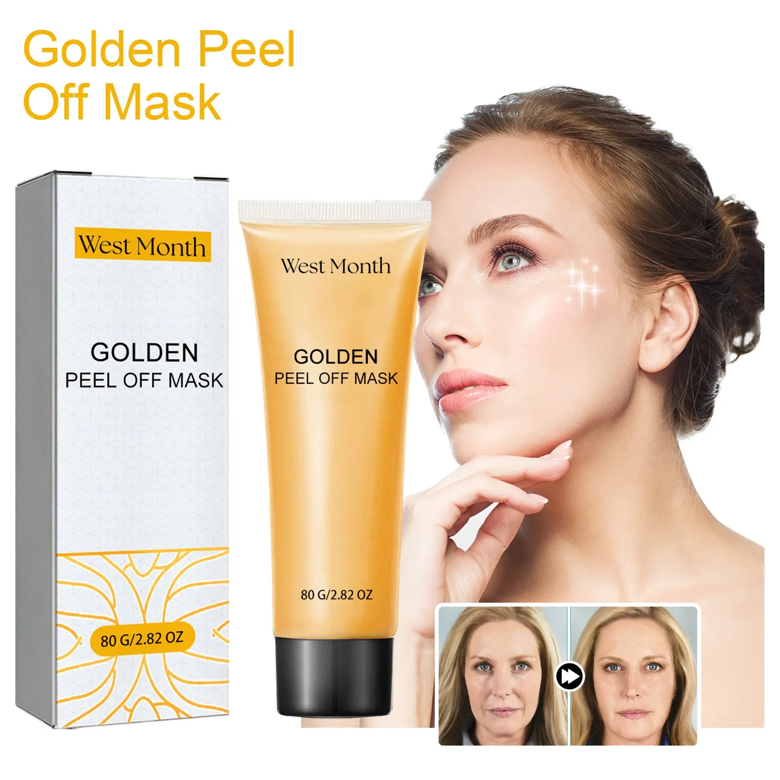 80g West & Monat Gold Teaming Maske Tiefen reinigung Haut Cutin Reparatur matt verblassende Falten Haut Recovery Maske straffende Hautpflege