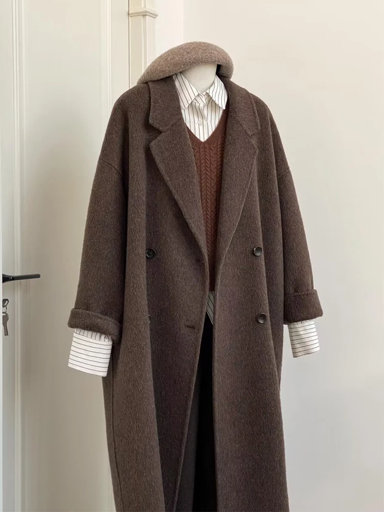 

Caramel Double-Sided Camere Coat Women's Winter Faion Small Size Medium-Length High-End Mermaid Woolen Jaet