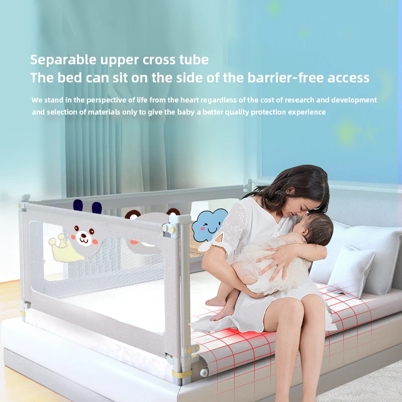 Imbaby Baby Bed Vangrail Hefbare Kind Bed Barrière Hek Verstelbare Bed Rail Guard Voor Kinderen Hek Wasbare Veiligheid Baby Kinderbox