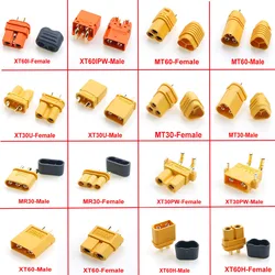 1 Piece XT60I MT60 XT30U MT30 MR30 XT30PW XT60 XT60H T Plug Lithium Battery Socket Connector Male Female Gold Plated Banana Plug