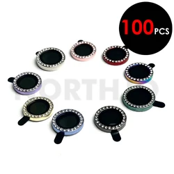 100Pcs For iPhone 15 14 13 12 11 Pro Max Plus Diamond Rear Camera Lens Protector Metal Ring 3D Bling Tempered Glass Decoration