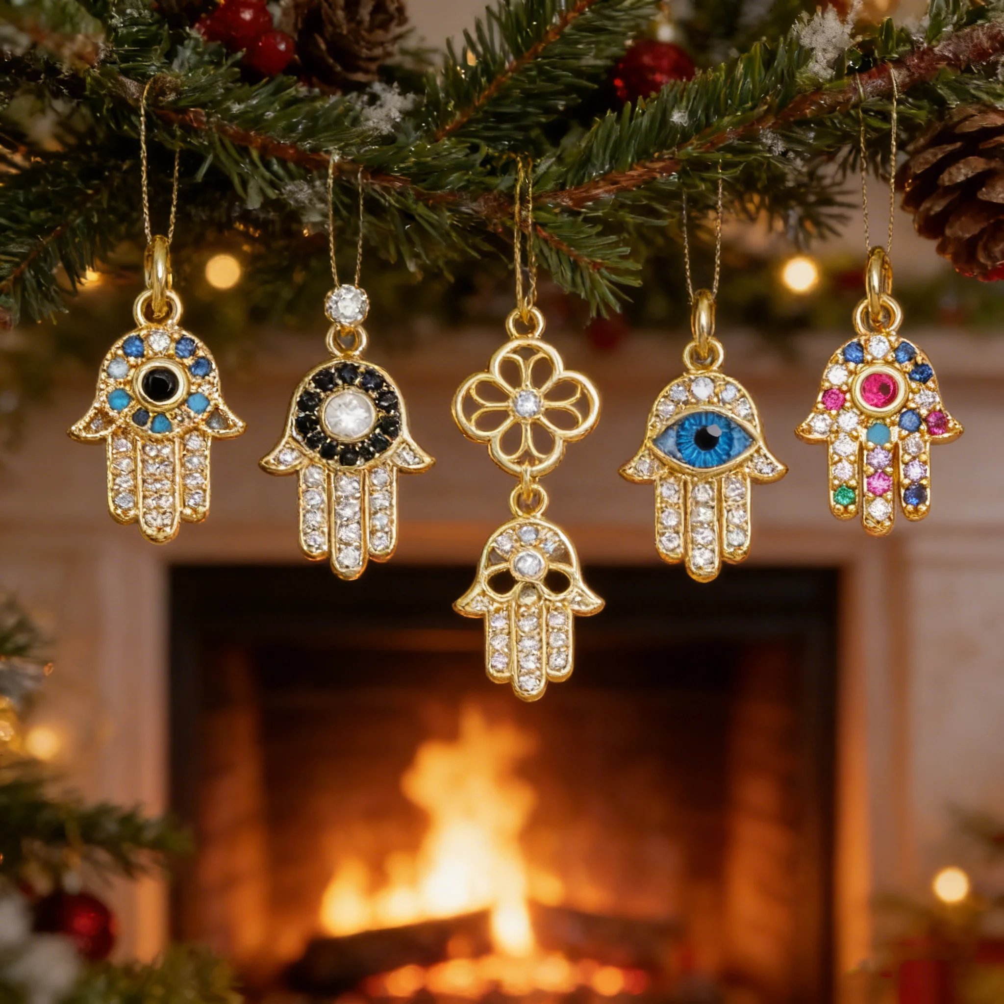 10Pcs Pendant Brass Zirconia Hamsa Palm Lucky Evil Eye Charms for DIY Jewelry Necklace Bracelet Making Accessory Vintage Stylish