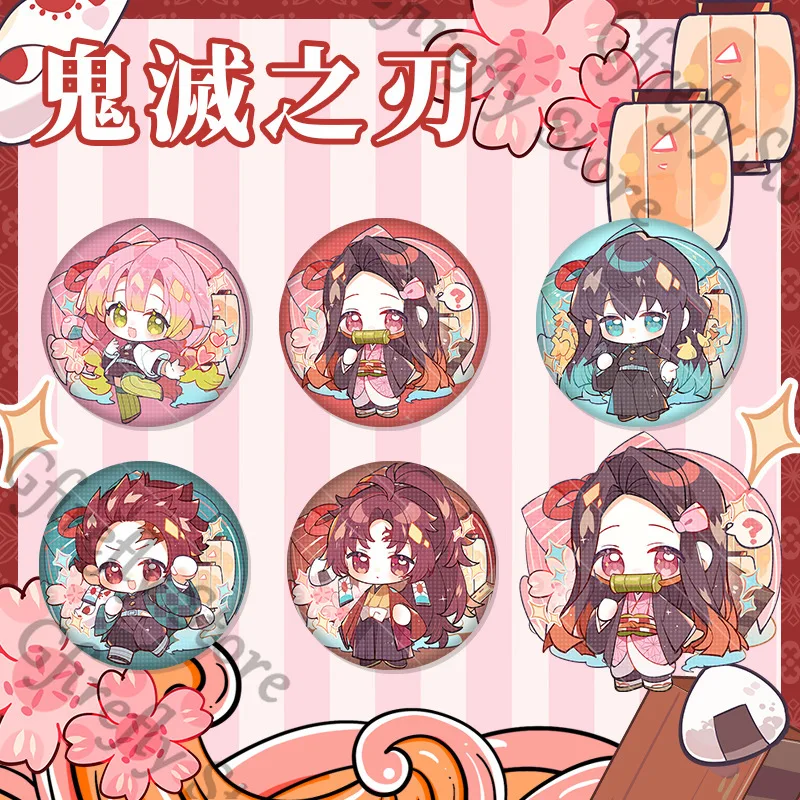 

Demon Slayer Kamado Nezuko Kanroji Mitsuri Brooch Badge Cosplay Tokitou Muichirou Emblem Breastpin Collection 58mm Ornaments
