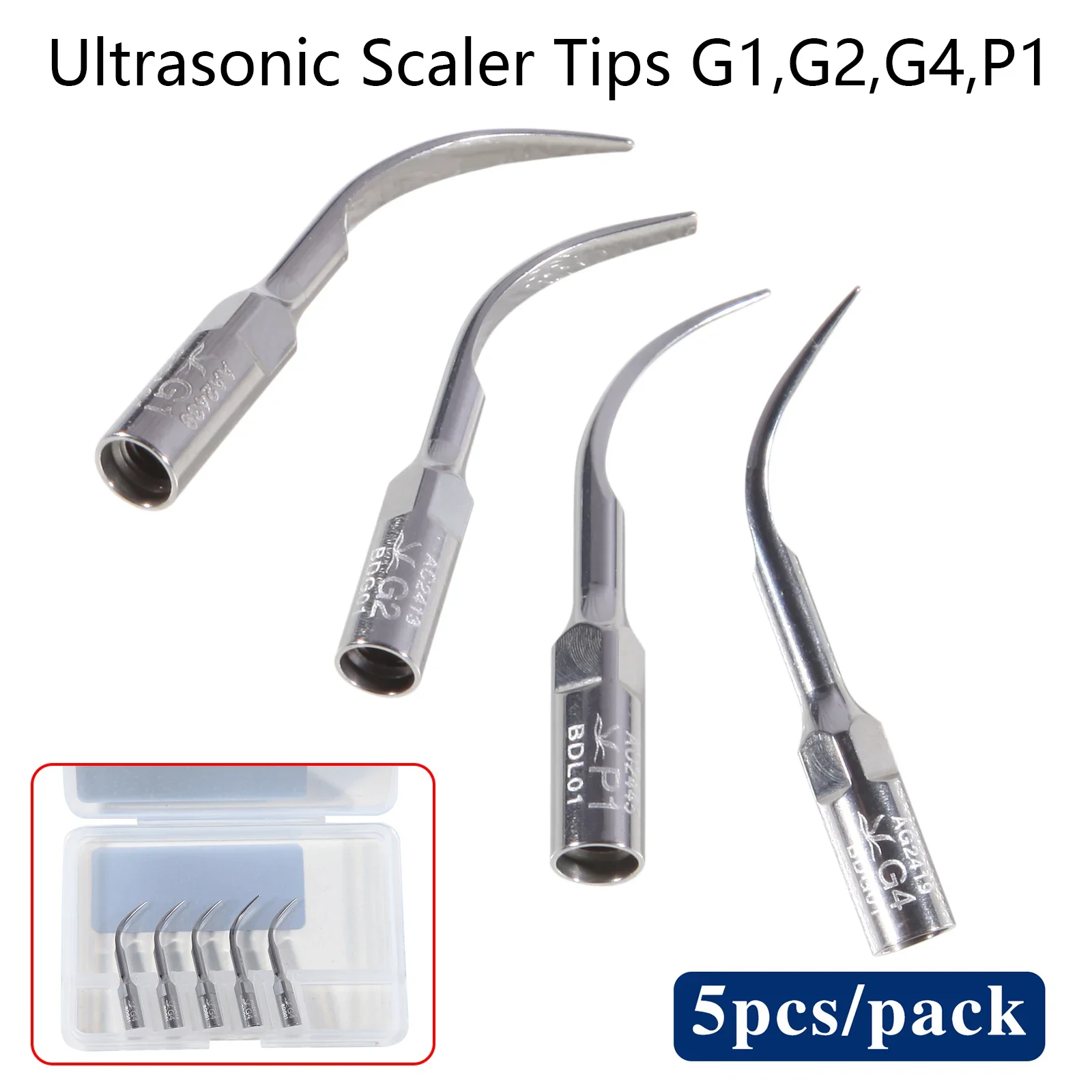 5Pcs Dental Ultrasonic Scaler Tips G-P Scaling Endo Perio Compatible with EMS VRN Ultrasonic Scaler Handpiece Professional Clean