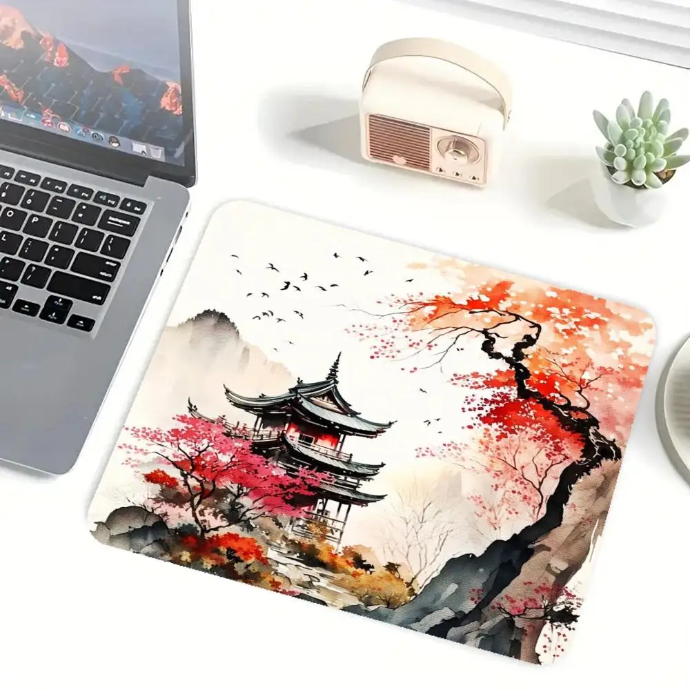 Red Sun Snow Mountain Pavilion Red Pine Drawing Mouse pads games keyboard accessories large size bedroom learning table mat