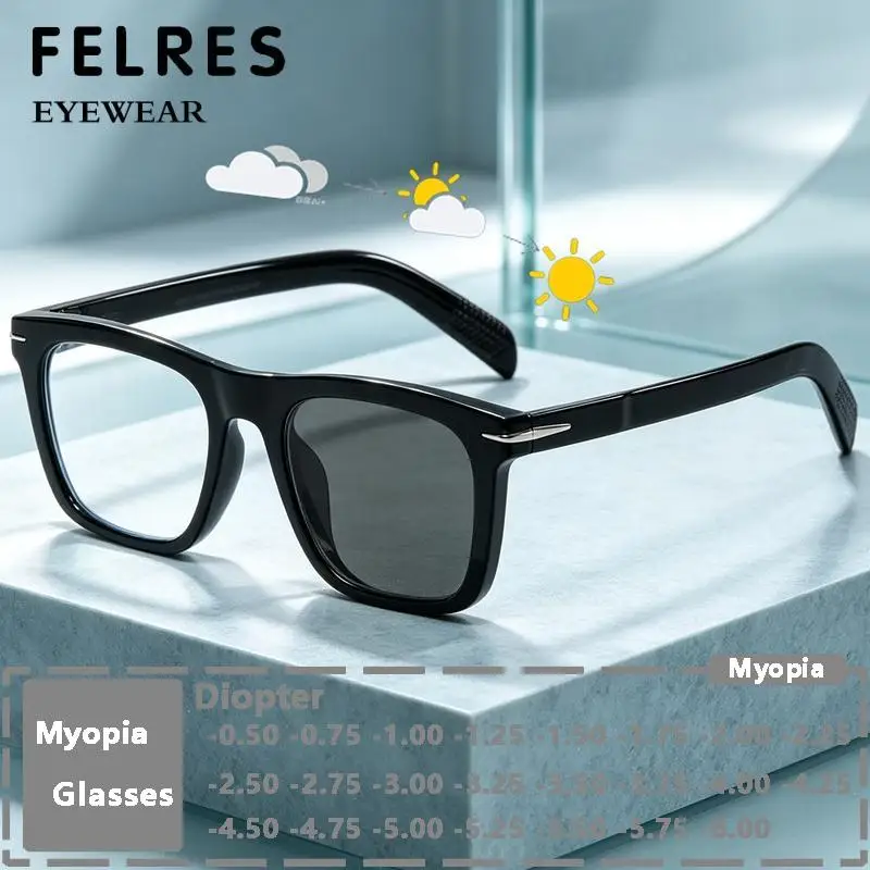 FELRES Photochromic Square Reading Glasses Men Women Presbyopia Far Sight Eyeglasses Outdoor Sun Color Changing Glasses Readers
