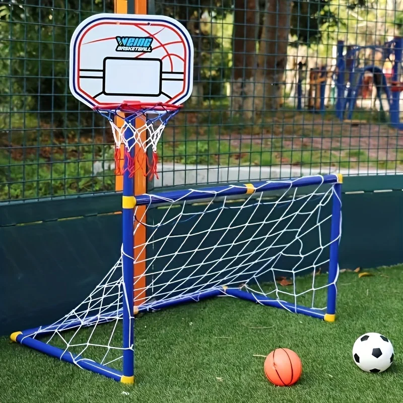 

2-in-1 Basketball Soccer Set - Indoor Outdoor Sports Toys for Kids Backyard Games