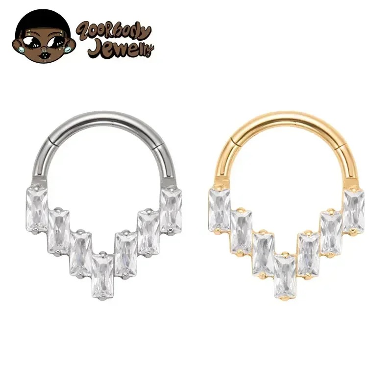

ASTM F136 Titanium CZ Water Drop Cartilage Hoop Earring 16G Septum Hoop Nose Ring Tragus Helix Daith Hinged Clicker Piercing