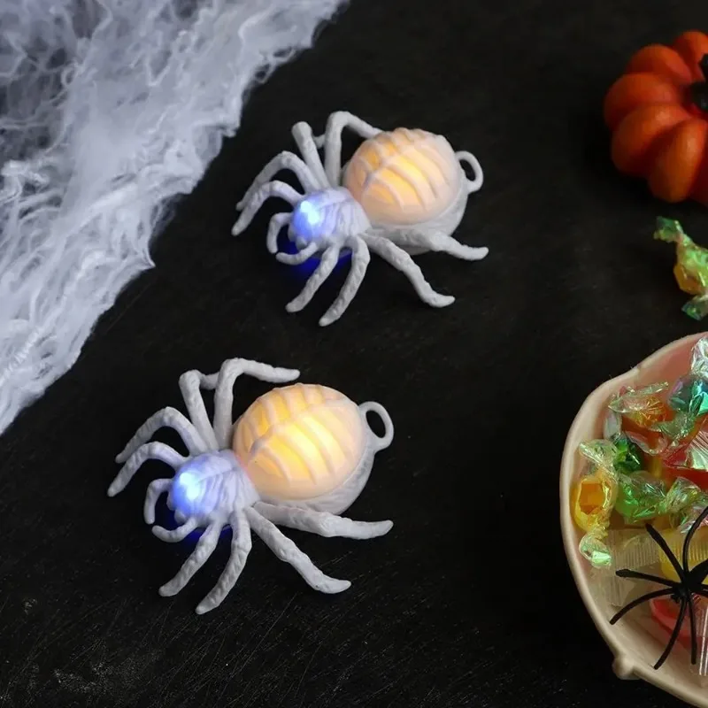 Automatic Moving Jumping Spider Toy with LED Lamp Effects Halloween Scary Prank Props Home Office Desk Decoration Gift Ideas