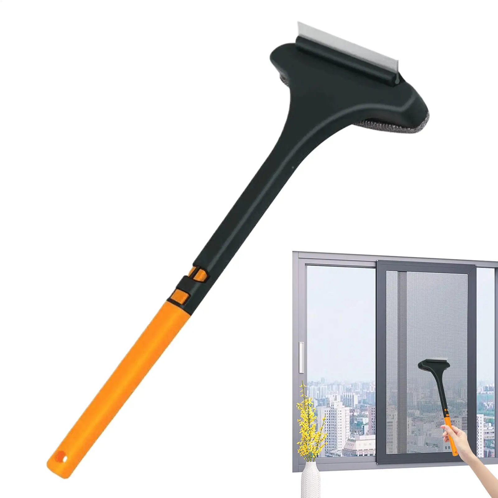 Cepillo para mosquiteras, Limpiador de ventanas, Escoba mágica, Limpiacristales, Mopa telescópica de mango largo para ventanas, Herramienta de limpieza