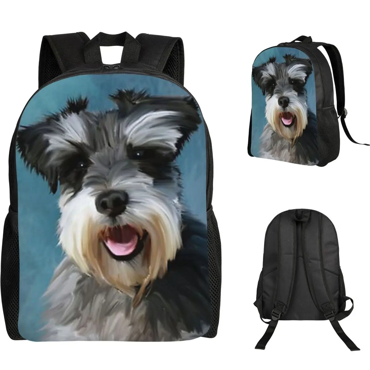 

Miniature Schnauzer Dog Water Color Art Painting Backpack School Bag Hiking Travel Daypack for Men Women Bookbag Shoulder Bags