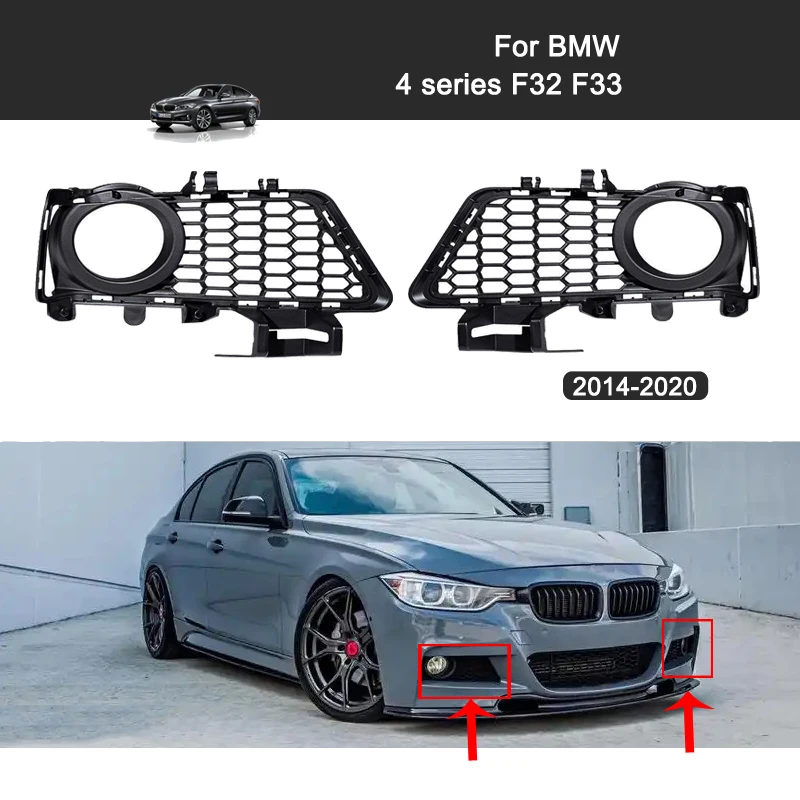 Car Front Bumper Fog Light Grille For BMW 4 Series F32 F33 2014-2020 Front Light Outlet Protection Decoration Grille Accessories